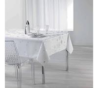 Douceur d'Intérieur, Nappe de Fête Rectangle (150 x 300 cm) Constellation Blanc, Polyester Imprimé Métallisé