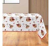 Douceur d'Intérieur, Nappe de Fête Rectangle (150 x 300 cm) Oursons Blanc, Polyester Imprimé