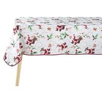 Douceur d'Intérieur, Nappe de Fête Rectangle (150 x 300 cm) Pere Noel Blanc, Polyester Imprimé