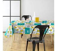 Douceur d'Intérieur, Nappe Rectangle (140 x 240 cm) Citronnade Jaune, PVC Imprimé