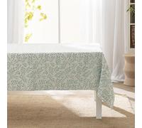 Douceur d'Intérieur, Nappe Rectangle (140 x 240 cm) Naya Sauge, Polycoton Imprimé Effet Lin