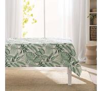 Douceur d'Intérieur, Nappe Rectangle (140 x 240 cm) Stylis Sauge, Polycoton Imprimé Effet Lin