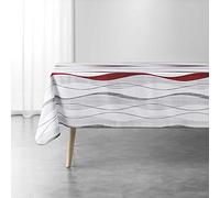 Douceur d'Intérieur, Nappe Rectangle (150 x 240 cm) Ondulys Blanc/Rouge, Polyester Imprimé