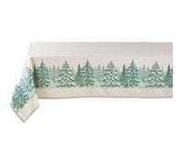 Douceur d'intérieur - Nappe rectangulaire antitache et infroissable Forêt enneigée - 150 x 300 cm - Beige et vert - Forêt enneigée Douceur d'intérieur Beige G