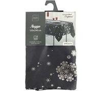 Douceur d'intérieur - Nappe rectangulaire antitache et infroissable imprimé Flocons - L. 150 x l. 240 cm - Anthracite et argent - Douceur d'intérieur Gris foncé G