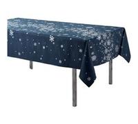 Douceur d'intérieur - Nappe rectangulaire antitache et infroissable imprimé Flocons - L. 150 x l. 240 cm - Bleu et argent - Douceur d'intérieur Bleu foncé G