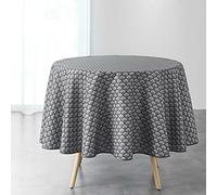 Douceur d'Intérieur, Nappe Ronde (Ø 180 cm) Artchic Anthracite, Polyester Imprimé