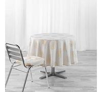 Douceur d'Intérieur, Nappe Ronde (Ø 180 cm) Sunny Gold, Polyester Imprimé Métallisé