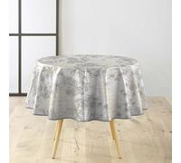 Douceur d'Intérieur - Nappe ronde Coconut - PVC imprimé métallisé, finition biais - Ø160 cm Gris