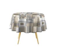 Douceur d'Intérieur, Nappe Ronde (Diamètre 160 cm) Costa Gris, PVC Textilia
