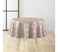 Douceur d'Intérieur, Nappe Ronde (Diamètre 160 cm) Feuillys Blanc, PVC Textilia