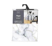 Douceur d'Intérieur, Nappe Ronde (Diamètre 160 cm) Marquina Gris, PVC Imprimé Métallisé