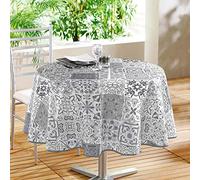 Nappe ronde (0) 160 cm pvc imprime persane Gris