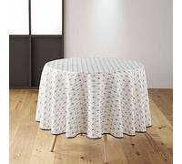 Nappe Ronde Imprimé Oricia 180cm Beige & Noir