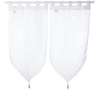 Douceur d'Intérieur, Paire de Voilages à Passants (2 x 45 x 90 cm) Lissea Blanc, Voile Sablé
