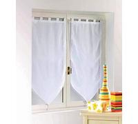 Douceur d'Intérieur, Paire de Voilages à Passants (2 x 60 x 120 cm) Voiline Blanc, Voile Uni