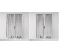 Douceur d'Intérieur, Paire de Voilages Passe-Tringle (2 x 70 x 200 Cm) Milza Anthracite, Voile Tissé (Lot de 2)