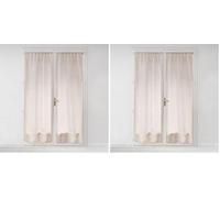 Douceur d'Intérieur, Paire de Voilages Passe-Tringle (2 x 70 x 200 Cm) Milza Beige, Voile Tissé (Lot de 2)