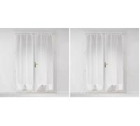 Douceur d'Intérieur, Paire de Voilages Passe-Tringle (2 x 70 x 200 Cm) Milza Blanc, Voile Tissé (Lot de 2)