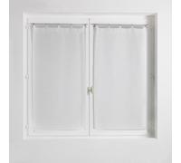 Douceur d'Intérieur, Paire Droite à Anneaux (2 x 60 x 160 cm) Milza Blanc, Voile Tissé