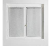 Douceur d'Intérieur, Paire Droite à Anneaux (2 x 60 x 160 cm) Milza Gris, Voile Tissé