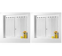 Douceur d'Intérieur, Paire Droite à Passants (2 x 45 x 160 cm) Linahe Blanc, Voile Sablé Fils Chenille (Lot de 2)