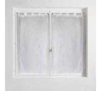 Douceur d'Intérieur, Paire Droite à Passants (2 x 45 x 90 cm) Filiane Blanc, Voile Sablé Appliqué