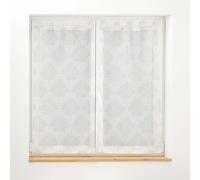 Douceur d'Intérieur, Paire Droite à Passants (2 x 60 x 120 cm) Levita Blanc, Voile Tissé Appliqué