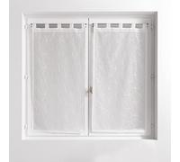 Douceur d'Intérieur, Paire Droite à Passants (2 x 60 x 120 cm) Olympia Blanc, Voile Sablé Brodé