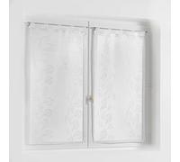 Douceur d'Intérieur, Paire Droite à Passants (2 x 60 x 160 cm) Edenia Blanc, Voile Sablé Brodé