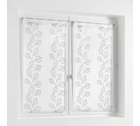 Douceur d'Intérieur, Paire Droite à Passants (2 x 60 x 160 cm) Edenia Gris, Voile Sablé Brodé