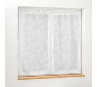 Douceur d'Intérieur, Paire Droite à Passants (2 x 60 x 160 cm) Karla Blanc, Voile Tissé Appliqué