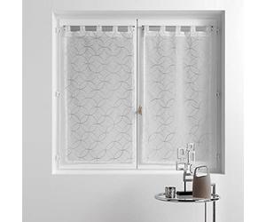 Douceur d'Intérieur, Paire Droite à Passants (2 x 60 x 160 cm) Olympia Gris, Voile Sablé Brodé