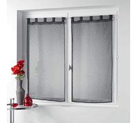 Douceur d'Intérieur, Paire Droite à Passants (2 x 60 x 160 cm) Orion Anthracite, Voile Imprimé Métallisé
