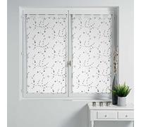 Douceur d'Intérieur, Paire Droite à Passants (2 x 60 x 160 cm) Petite Fleur Blanc/Gris, Voile Sablé Brodé