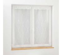 Douceur d'Intérieur, Paire Droite à Passants (2 x 60 x 90 cm) Galactee Blanc, Voile Sablé Brodé