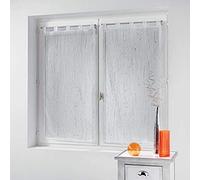 Douceur d'Intérieur, Paire Droite à Passants (2 x 90 x 160 cm) Filiane Blanc, Voile Sablé Appliqué
