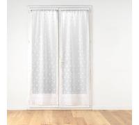 Douceur d'Intérieur, Paire Droite Passe-Tringle (2 x 70 x 200 cm) Pompinou Blanc, Voile Sablé avec Pompons