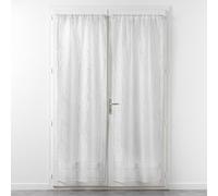 Douceur d'Intérieur, Paire Droite Passe-Tringle (2 x 70 x 240 cm) Filiane Blanc, Voile Sablé Appliqué