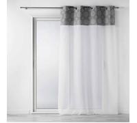 Douceur d'Intérieur - Panneau à œillets voilage 140 x 240 cm, voile sable & top coton imprimé Sibel gris