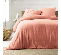 Douceur d'Intérieur, Parure 3 Pieces 260 X 240 cm Double Gaze Coton Angelia Rose, 100% Coton
