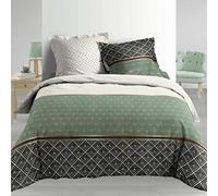 Douceur d'Intérieur Parure 3 Pièces 260 x 240 cm Percale Imprime Belor, Vert