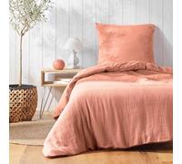 Douceur d'Intérieur Parure de lit 2 pièces Angelia Gaze de coton unie 140x200 cm Rose