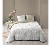 Douceur d'Intérieur, Parure de Lit 3 Pièces (240 x 220 cm) Cassia Naturel, 100% Coton