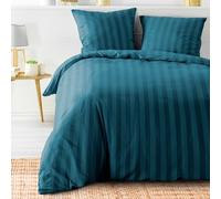 Douceur d'Intérieur, Parure de Lit 3 Pièces (240 x 220 cm) Cleo Bleu Nuit, Microfibre Unie