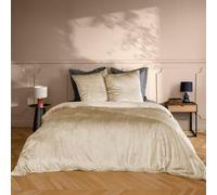Douceur d'Intérieur - Parure de lit Velina 3 pièces 240 x 220 cm velours uni Sable