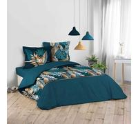 Douceur d'Intérieur – Parure de lit Alianor 3 pièces 260 x 240 cm 100% coton Bleu