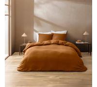 Douceur d'Intérieur Parure de lit 3 pièces Clara Coton relief uni 260x240 cm Caramel