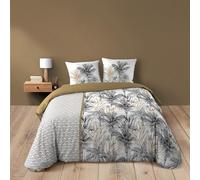 Housse de couette 260 x 240 cm 100% coton motif Dakar jaune - Parure 3 pièces + 2 taies 63x63 cm
