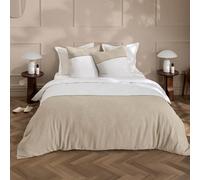 Douceur d'Intérieur Parure de lit GABRIELLE 260x240 cm coton 57 fils/cm² beige housse+2taies 63x63cm